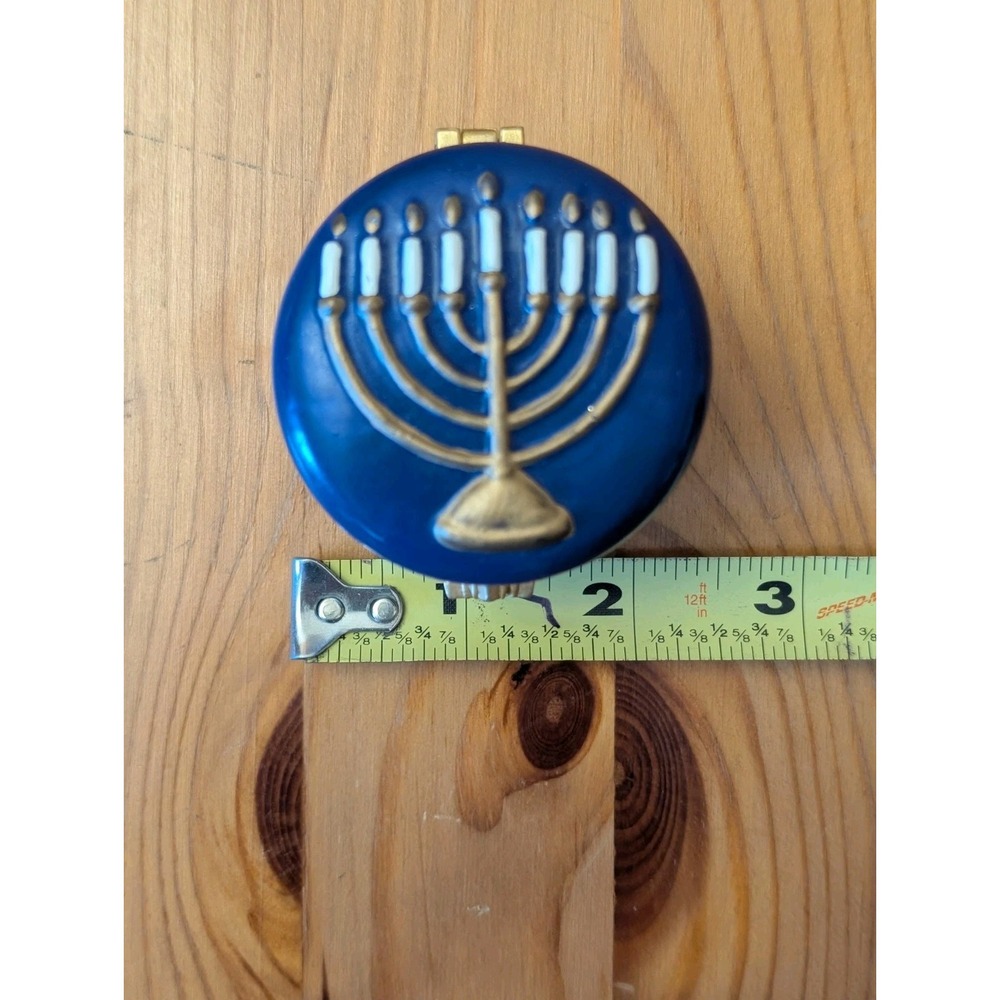Vintage Limoges Style Blue Chanukah Menorah Trinket Box - Picture 7 of 8